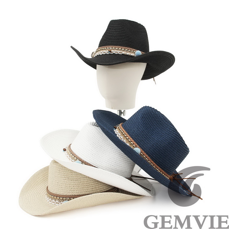 Cowboy Hat Straw - GEMVIE Chapéu de Palha Retrô de