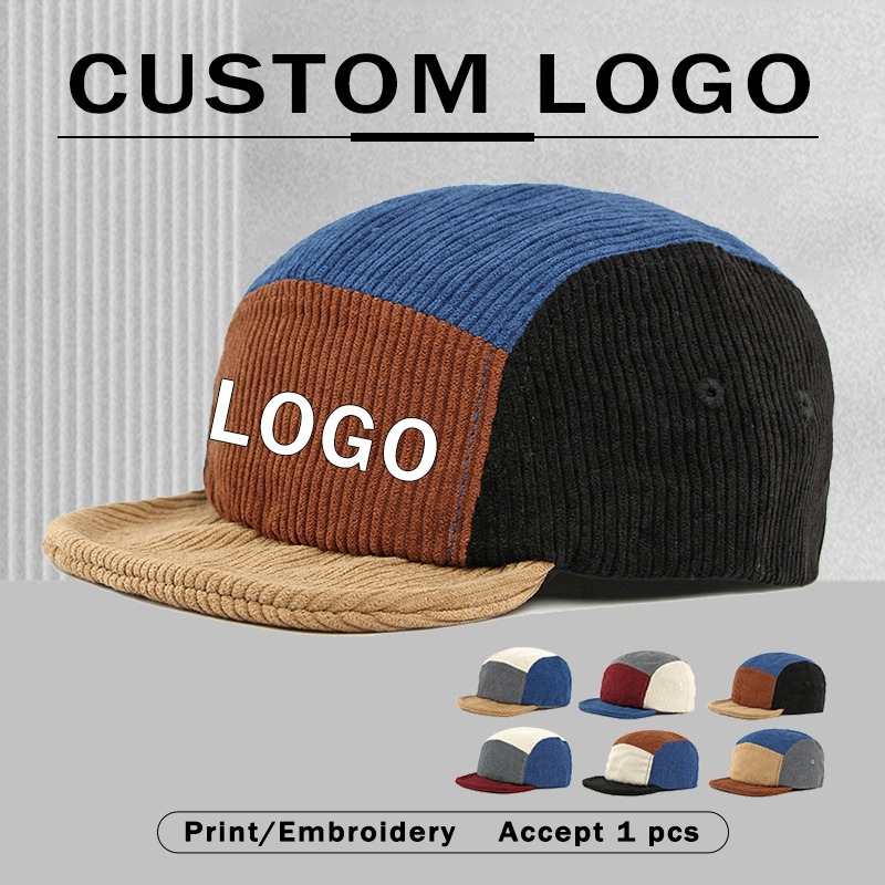 Corduroy Cap 5 Panel - Bonés de beisebol masculinos vintage de