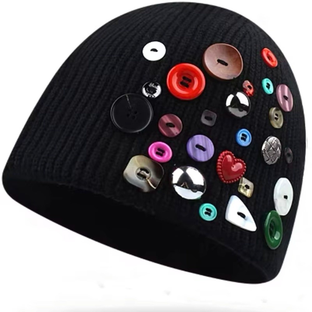 Gorro Colorido com Botões, Cha - Beanie Cuffed Knit avaliação e preço