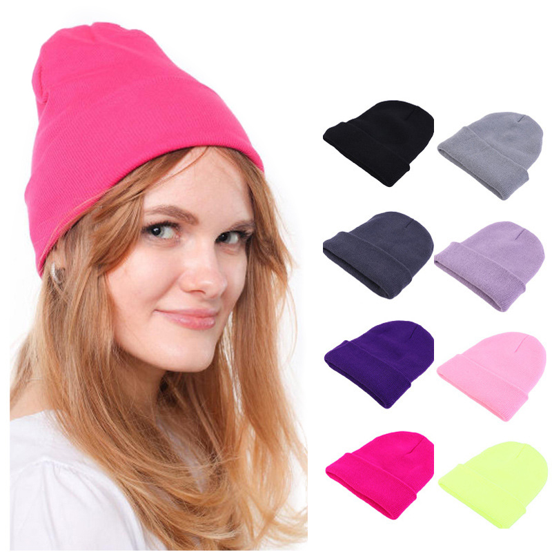 Gorro de malha de cor sólida,  - Beanie Cuffed Knit avaliação e preço