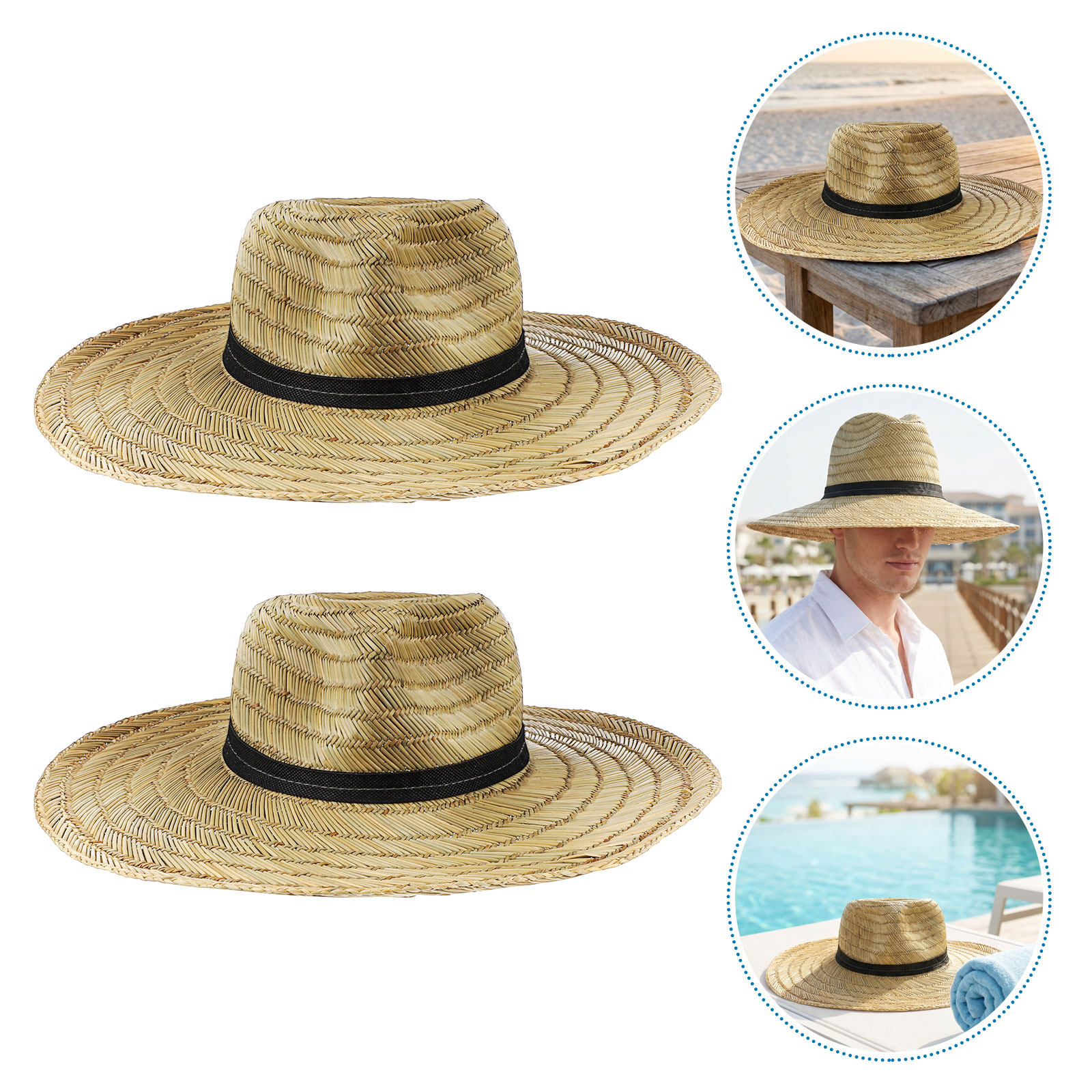 2 Chapéus de Palha de Aba Larg - Cowboy Hat Straw avaliação e preço